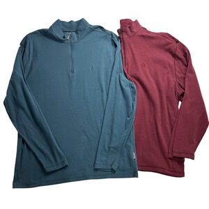 Wolverine Mens XL‎ Quarter Zip Pullover Shirt Lot of 2 Blue Burgundy Long Sleeve